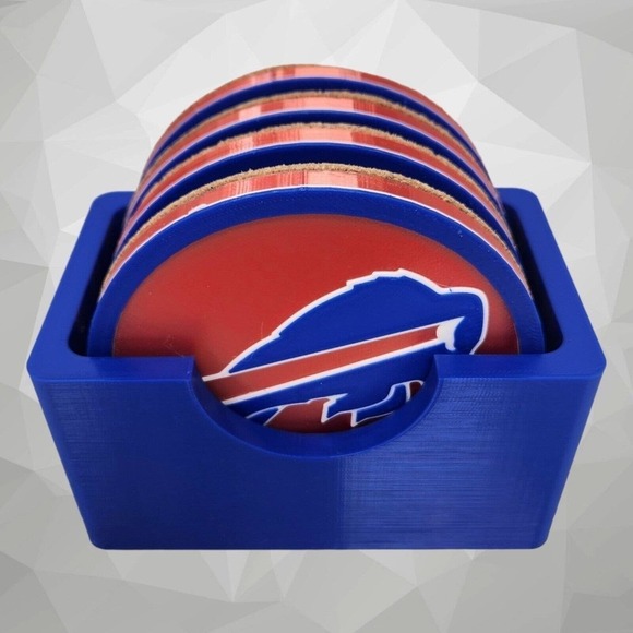 COPY - Buffalo Bills Round Coasters set of 4 NFL team logo non slip coaster Bil… - Picture 2 of 8